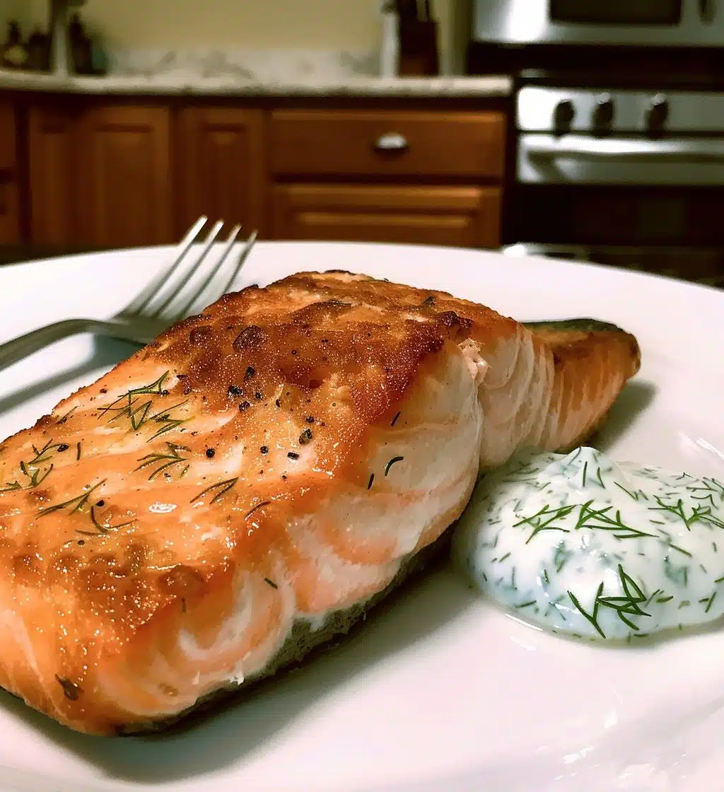 Baked Salmon with Dill Yogurt Sauce - detail 1