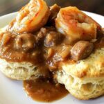 Cajun Biscuits with Shrimp and Andouille Gravy
