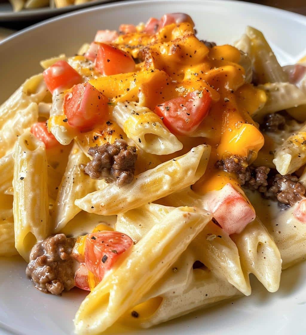Cheeseburger Alfredo Pasta