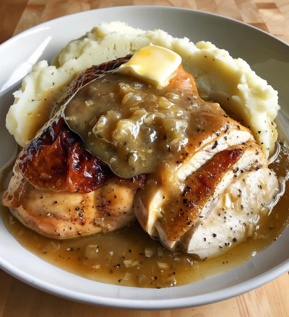 Chicken Garlic Gravy with Mashed Potatoes