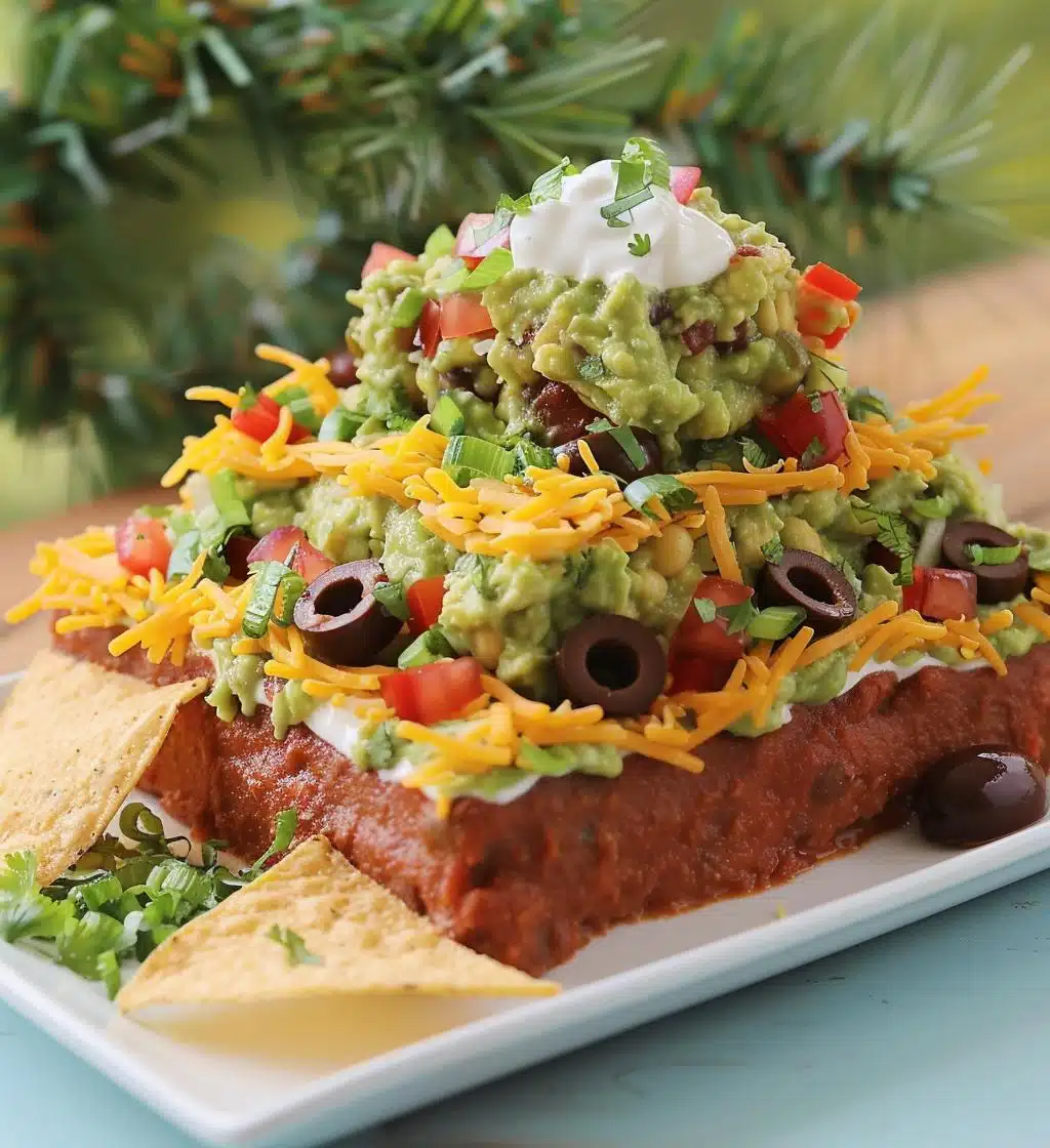 Christmas Tree Taco Dip - detail 1