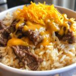 Garlic Butter Beef and Cheddar Rice