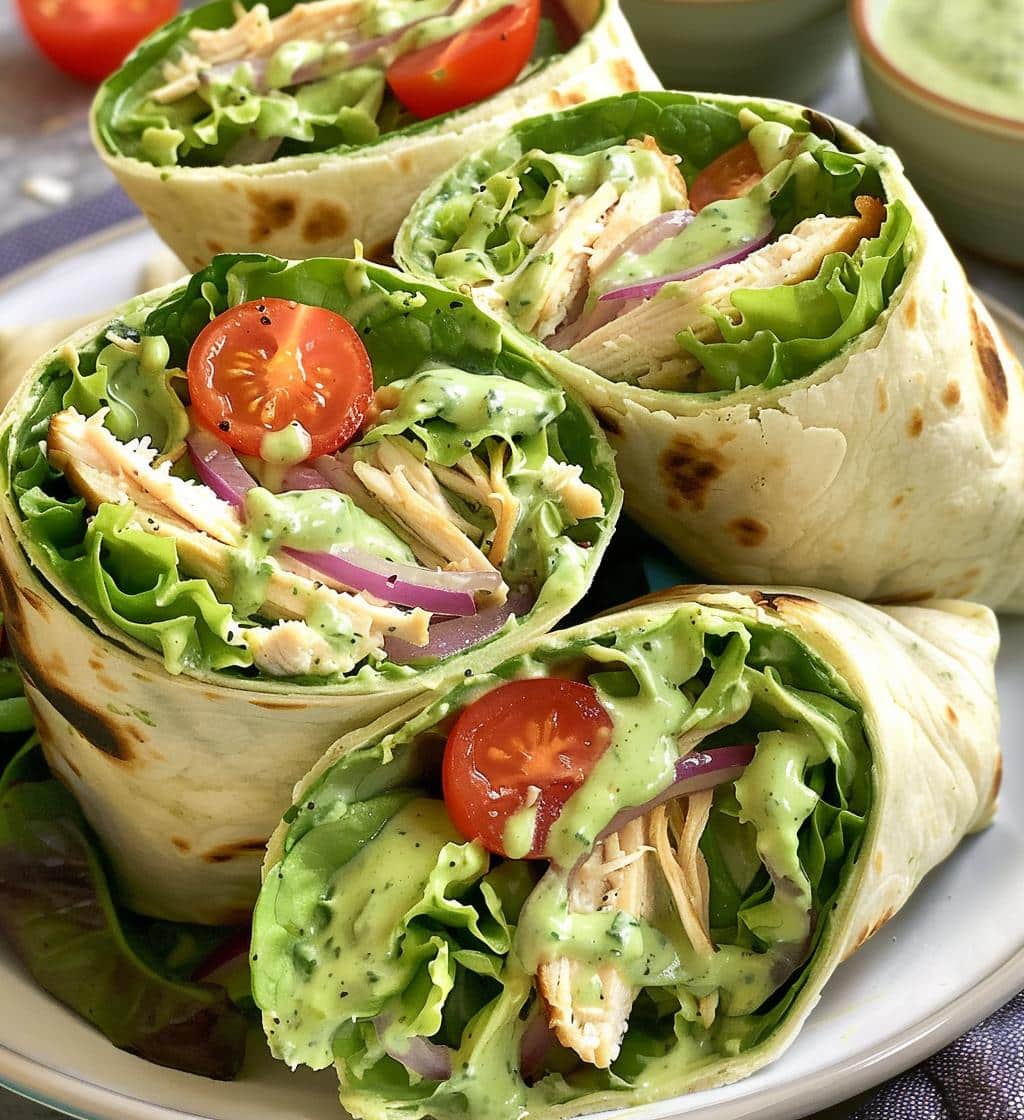 Green Goddess Chicken Salad Wraps