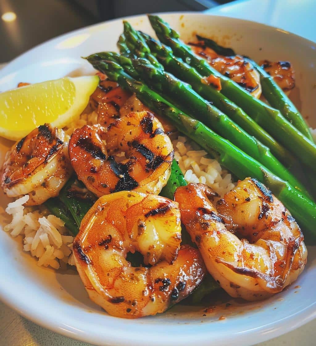 Grilled Shrimp Bowl with Asparagus