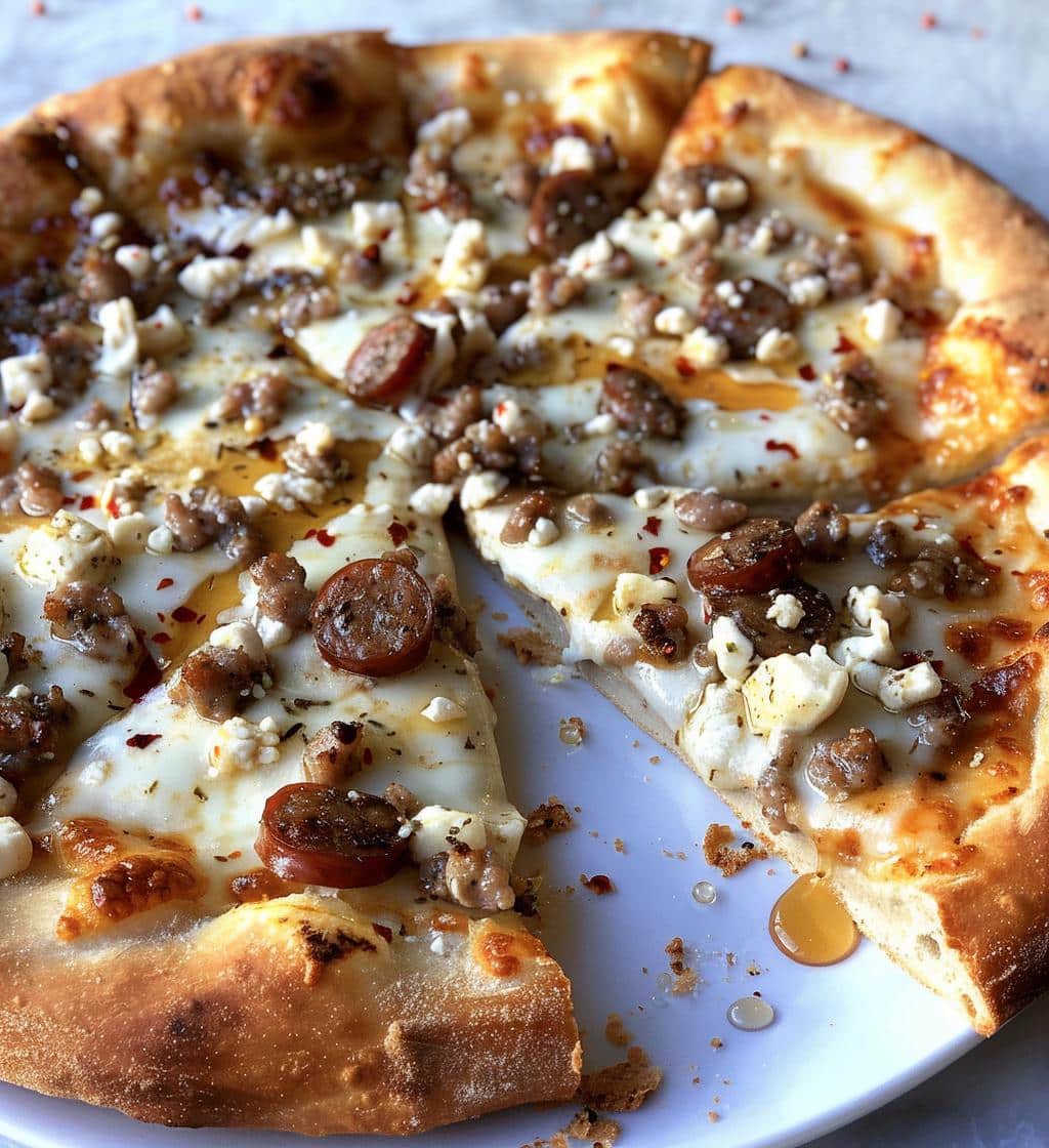 Hot Sausage Feta Honey Pizza