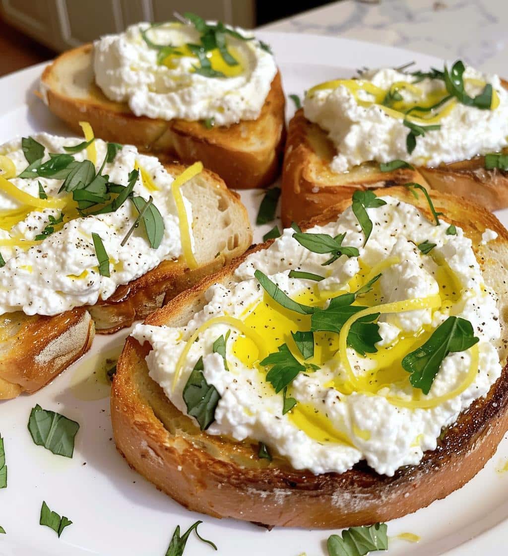 Lemon Herb Whipped Ricotta Toasts - detail 1