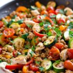 Mediterranean Ground Chicken Skillet