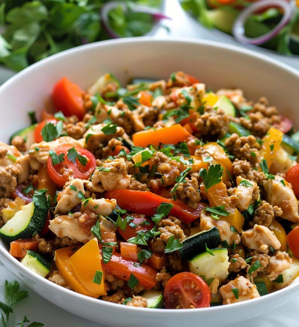 Mediterranean Keto Ground Chicken Skillet - detail 1