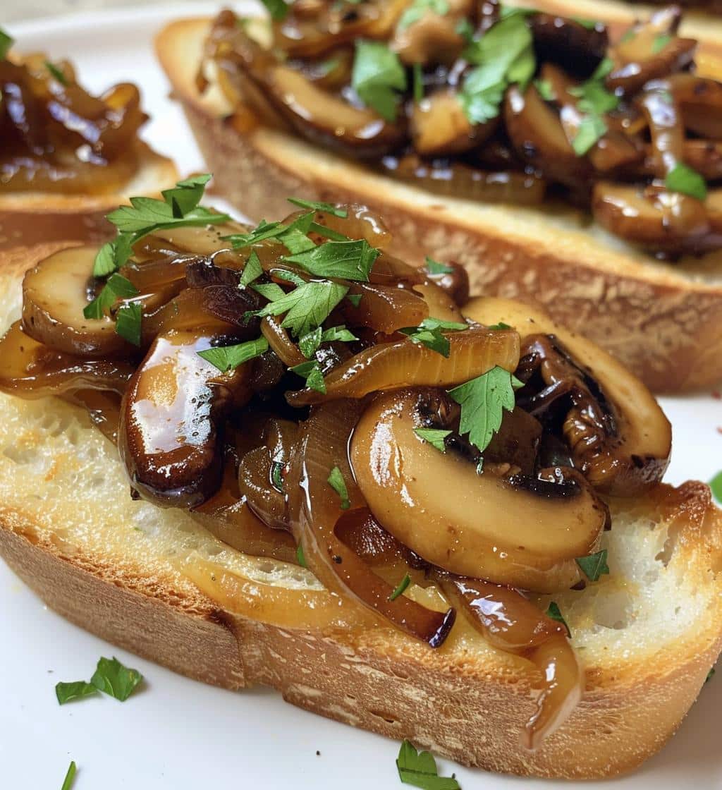 Mushroom & Caramelized Onion Crostini