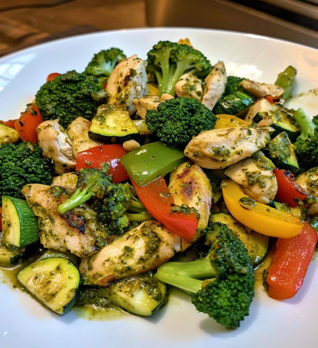 One-Pan Pesto Veggie Chicken
