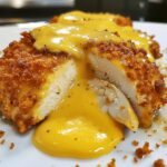 Pretzel Chicken with Cheddar Sauce
