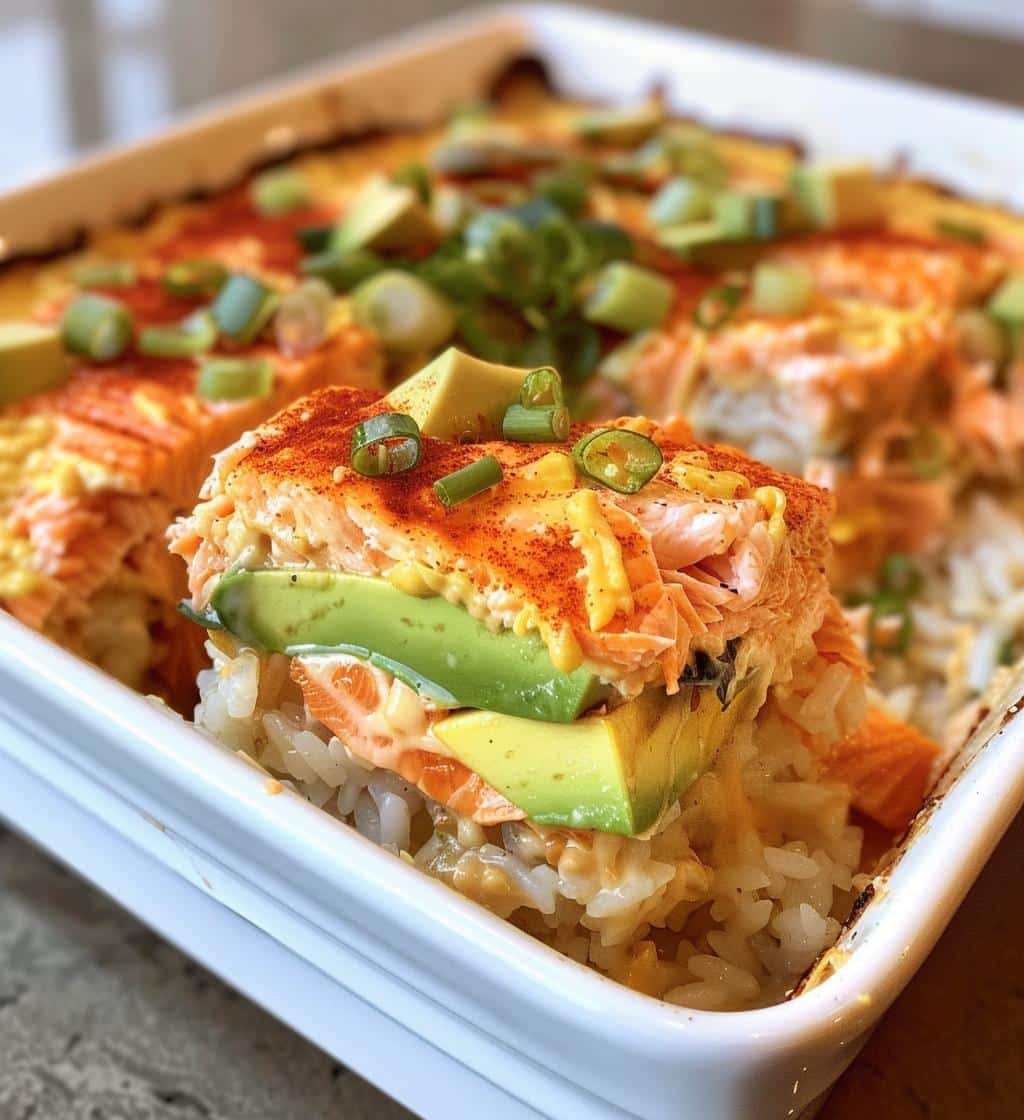 Spicy Salmon Sushi Bake