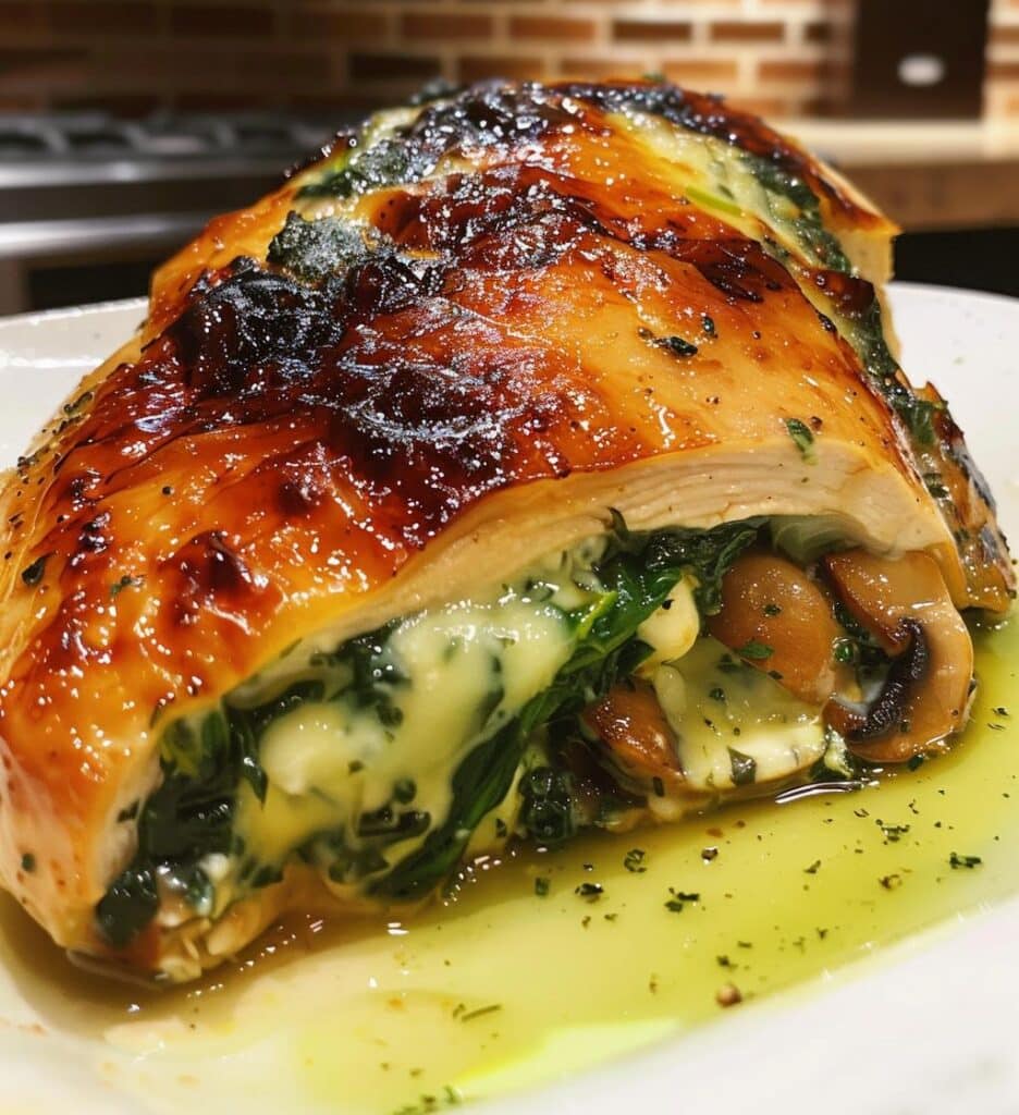 Spinach & Mushroom Stuffed Chicken