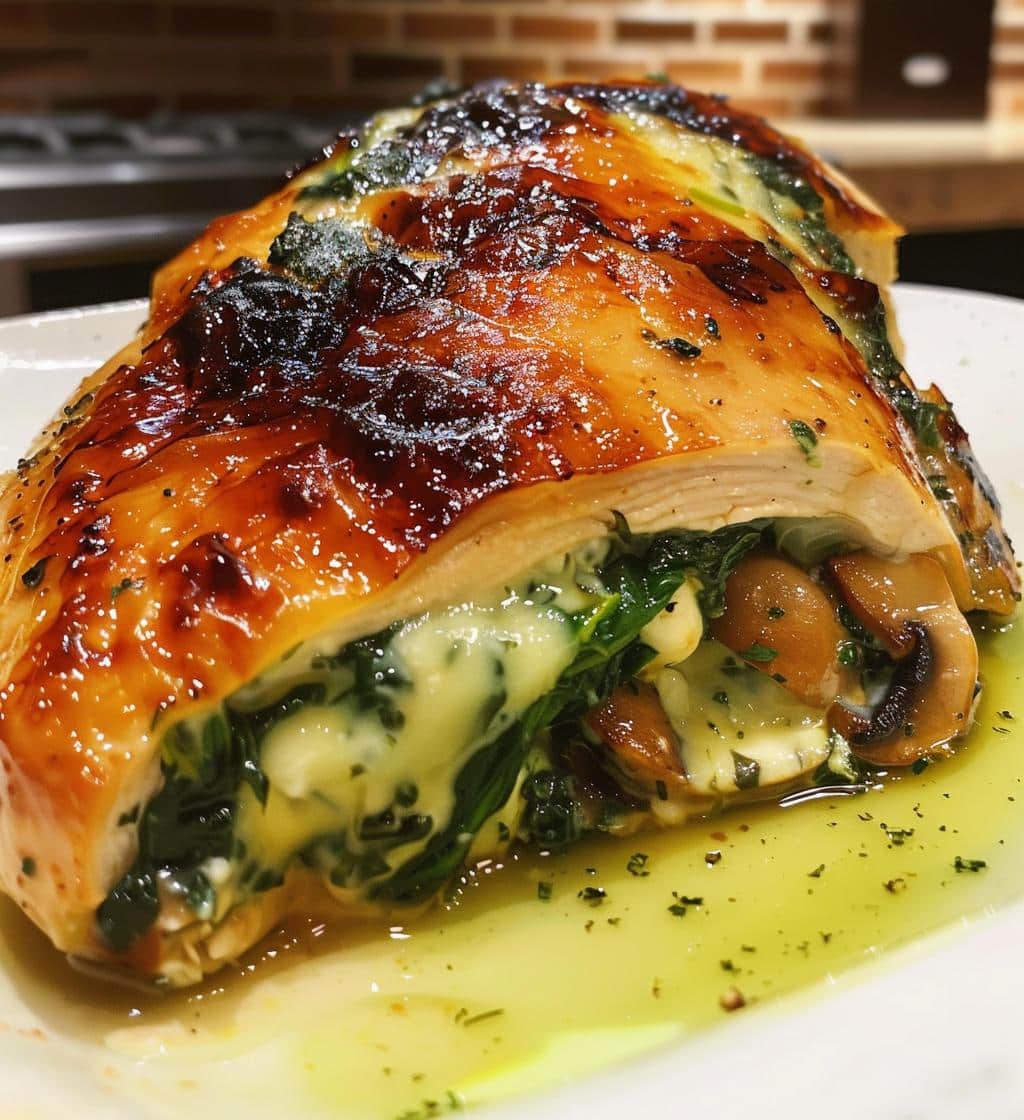 Spinach & Mushroom Stuffed Chicken