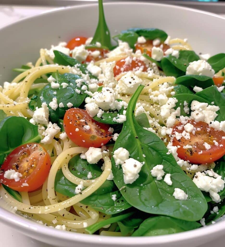 Spinach Pasta Salad with Feta
