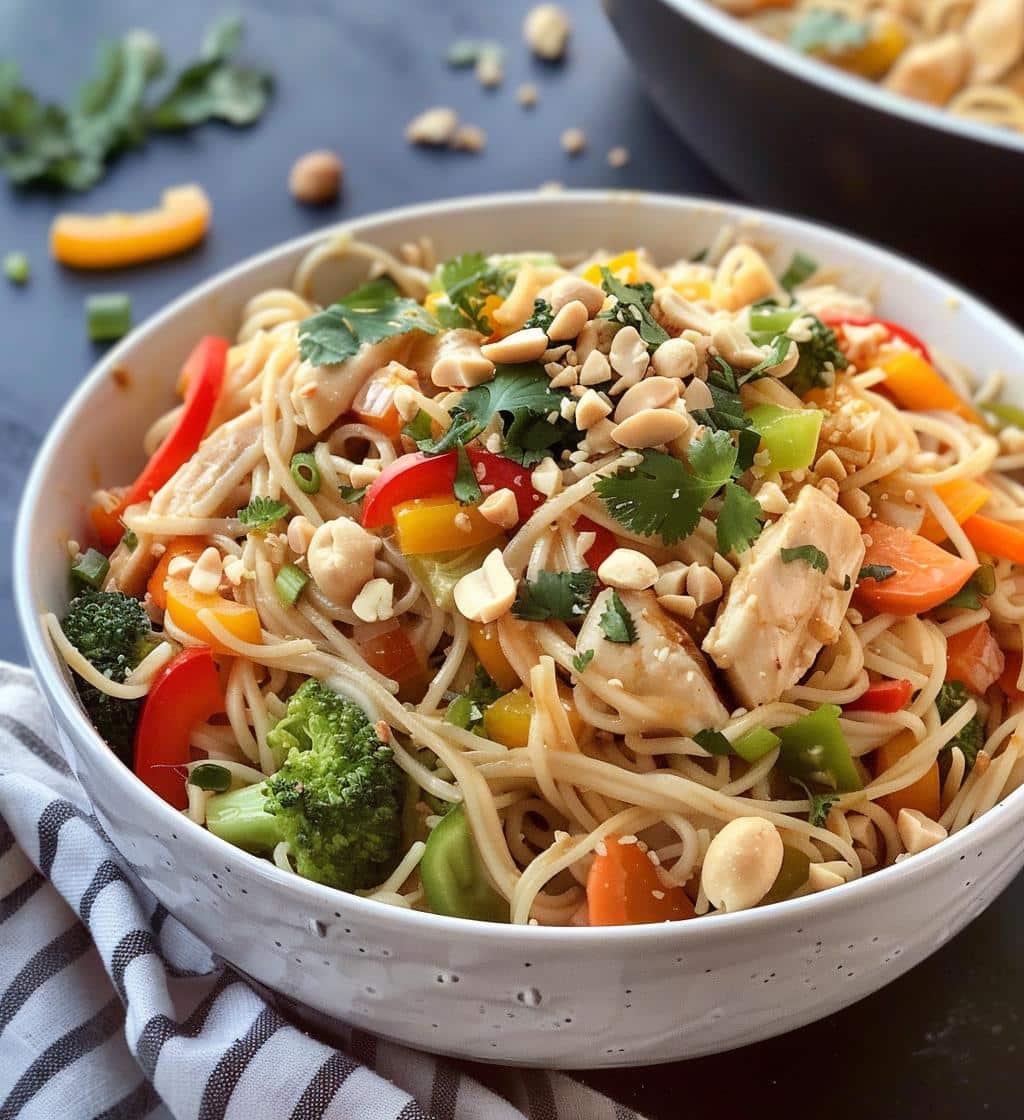 Thai Peanut Chicken Noodle Bowls