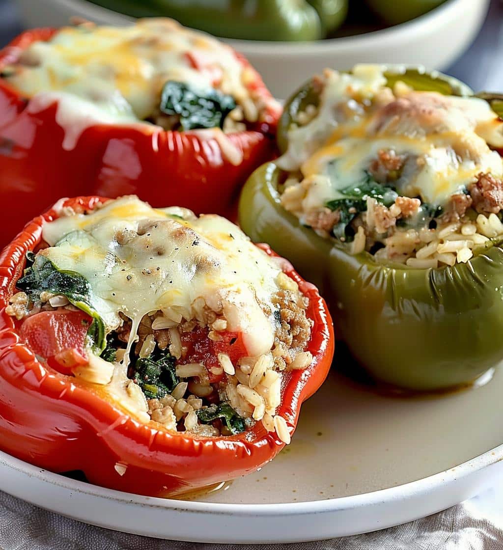Turkey & Spinach Stuffed Peppers