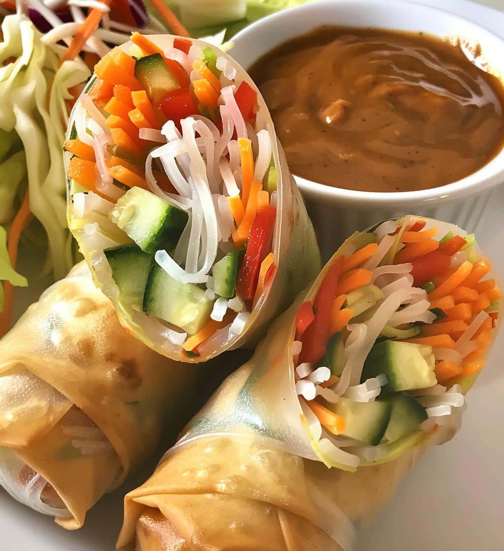 Veggie Spring Rolls with Peanut Sauce