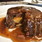Apple Date Gingerbread Pudding with Golden Sauce