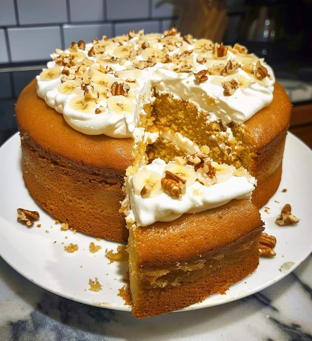 Banana Walnut Cream Cake