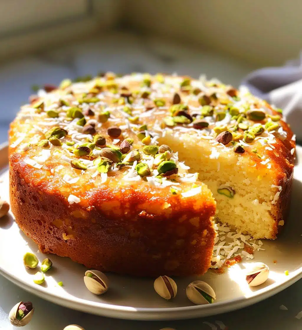 Coconut Pistachio Pudding Cake - detail 1