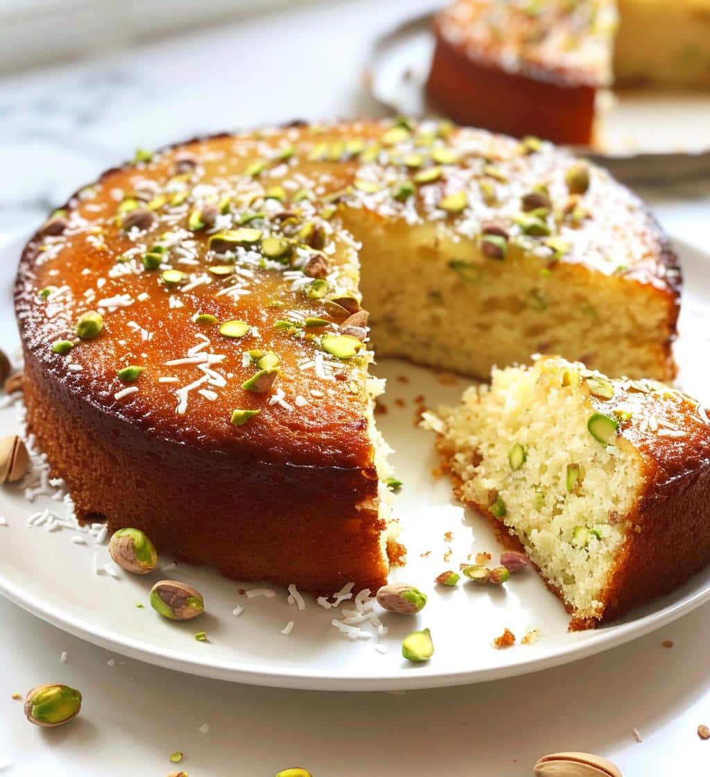 Coconut Pistachio Pudding Cake