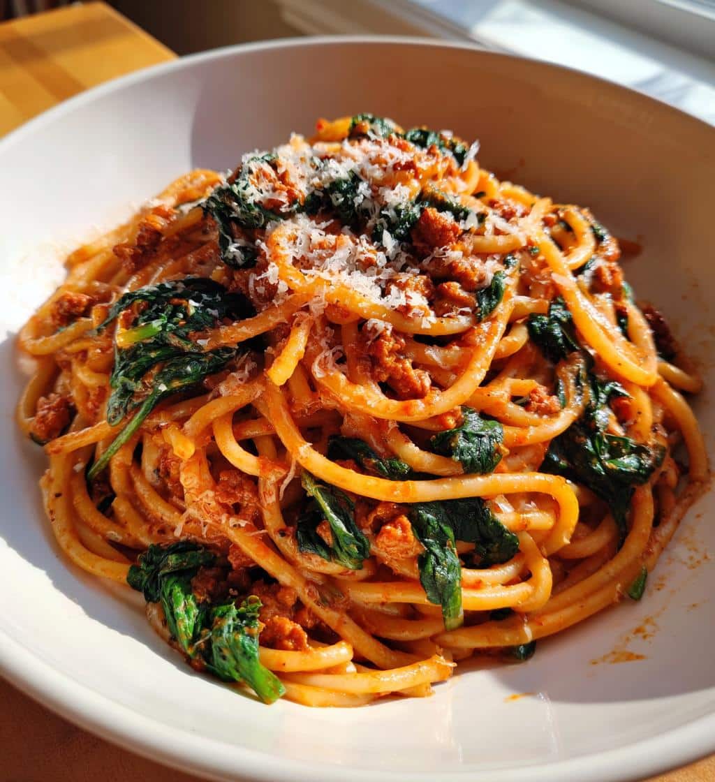 Creamy Chorizo Spinach Pasta