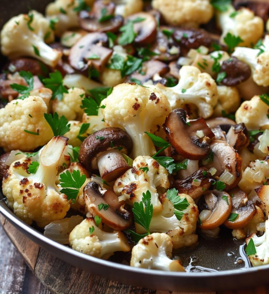 Garlic Cauliflower Mushroom Skillet
