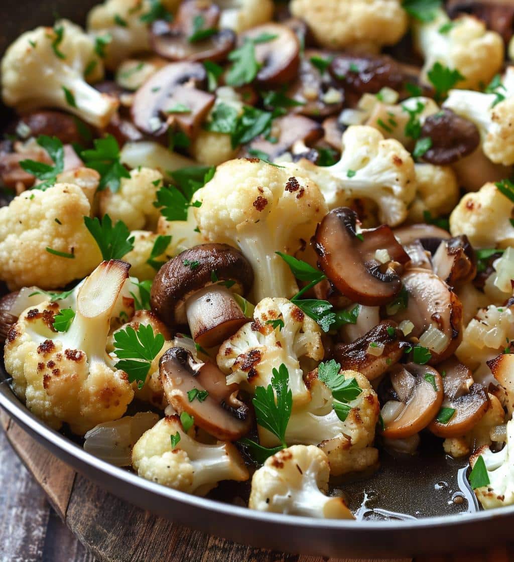 Garlic Cauliflower Mushroom Skillet