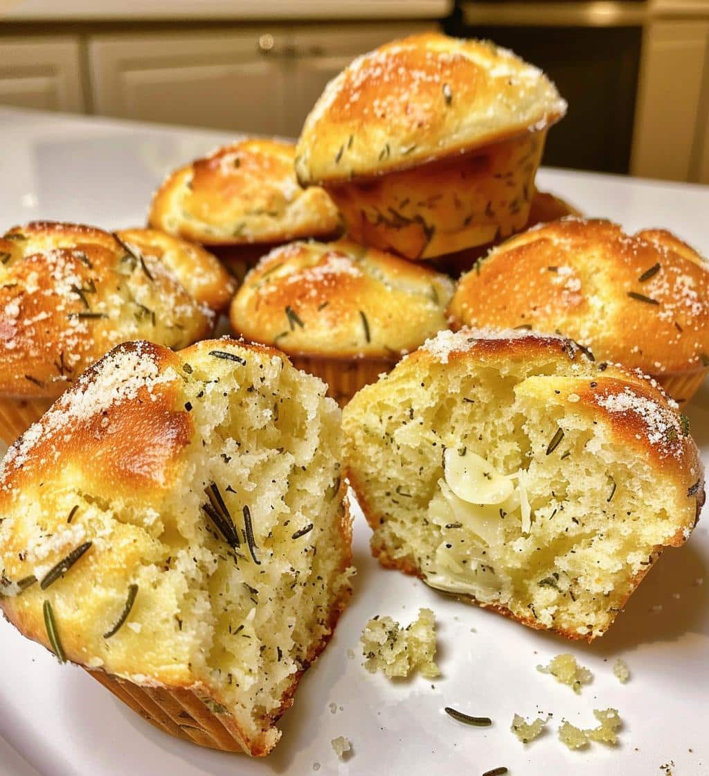 Garlic Rosemary Focaccia Muffins