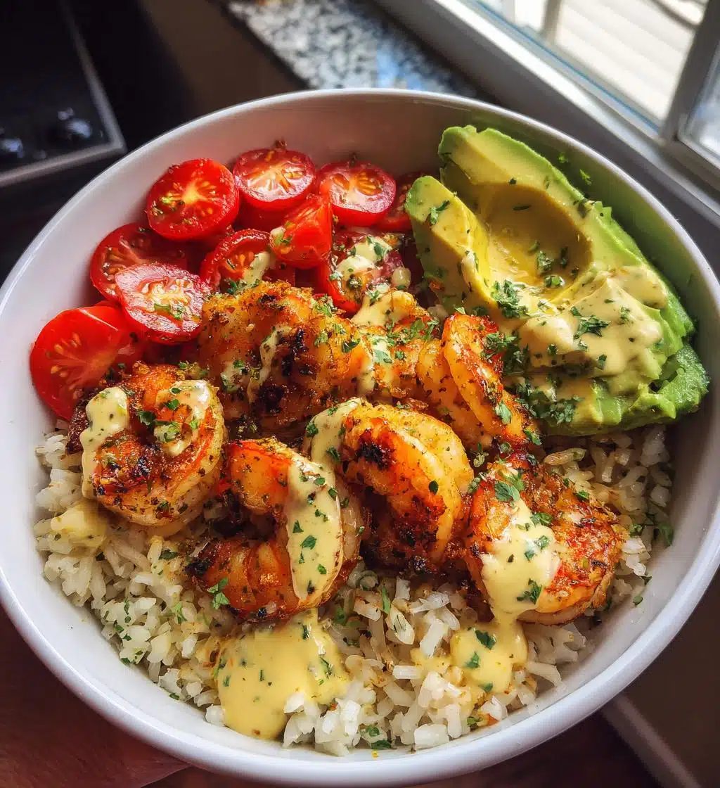 Grilled Shrimp Bowl with Creamy Garlic Sauce - detail 1