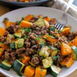 Ground Beef Zucchini Sweet Potato Skillet