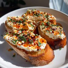 Hot Honey Whipped Feta Crostini That Will Wow Guests