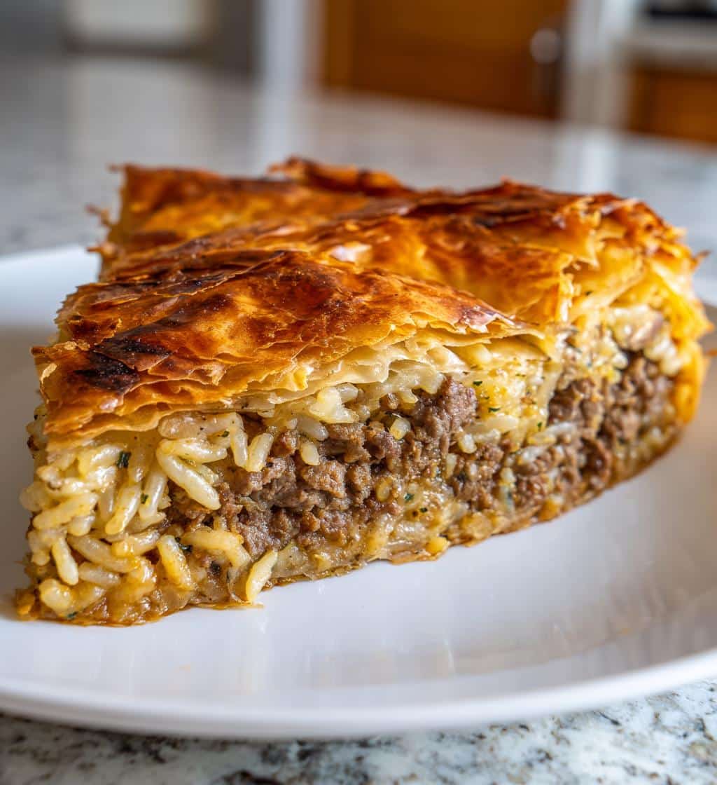 Kreatopita Greek Meat Pie - detail 1