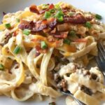 Loaded Bacon Cheeseburger Alfredo Pasta