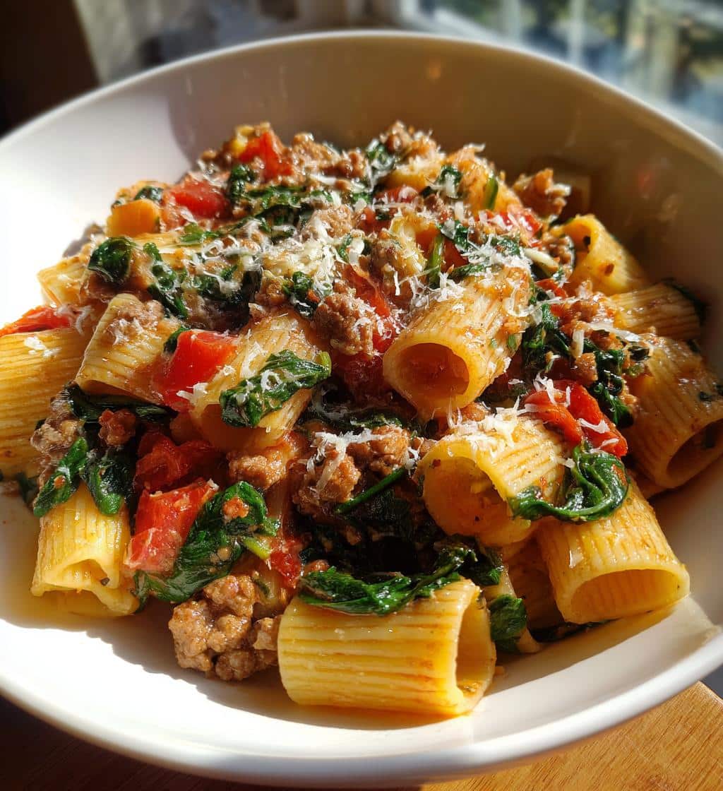 Sausage Rigatoni with Spinach - detail 1