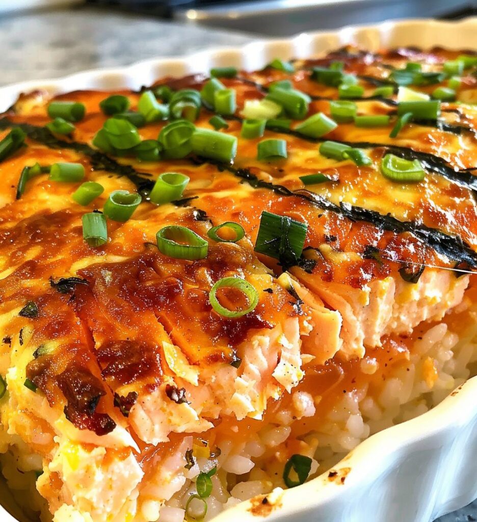 Spicy Salmon Sushi Bake