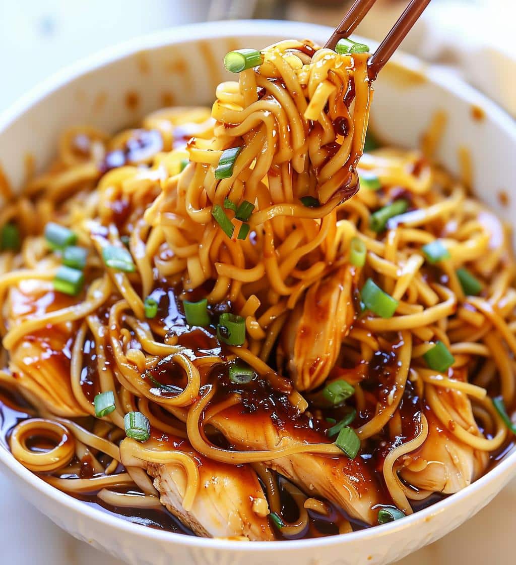 Sticky Garlic Chicken Noodles