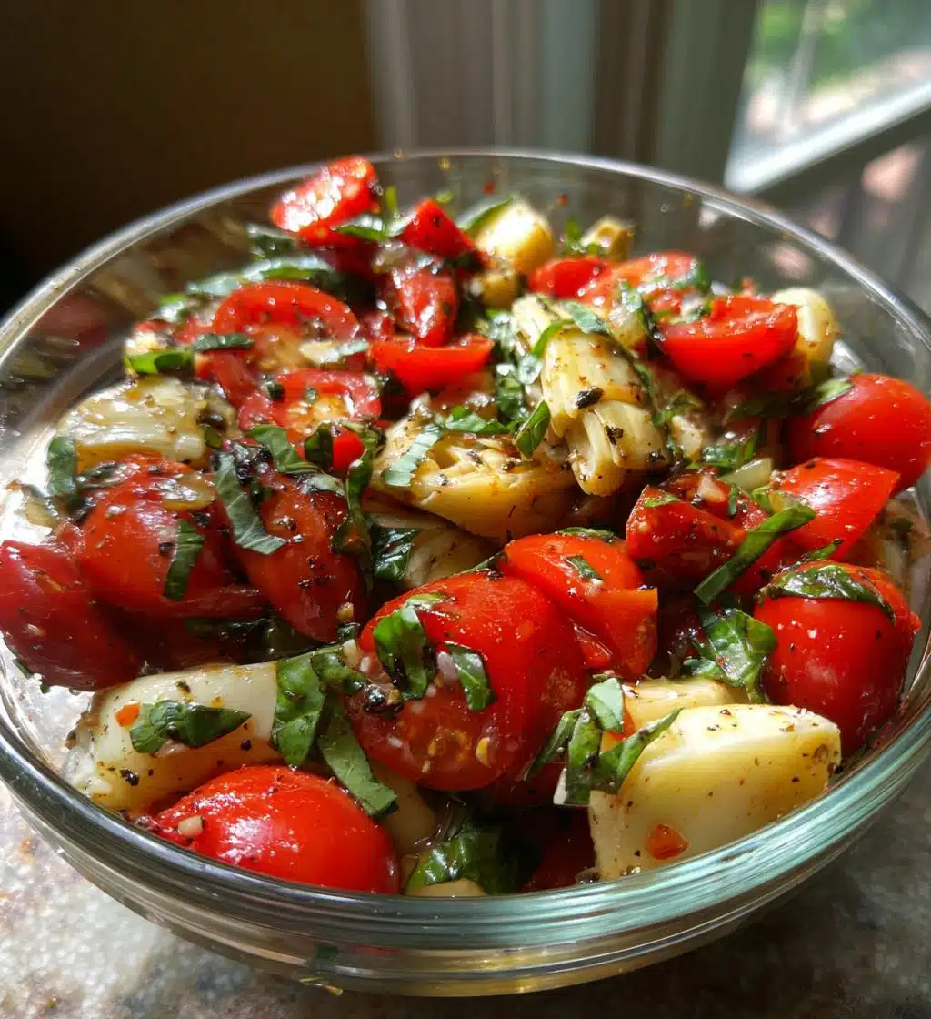 Vegan Tuscan Artichoke Tomato Salad - detail 1