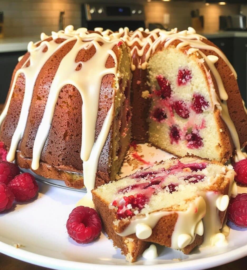 White Chocolate Raspberry Bundt Cake