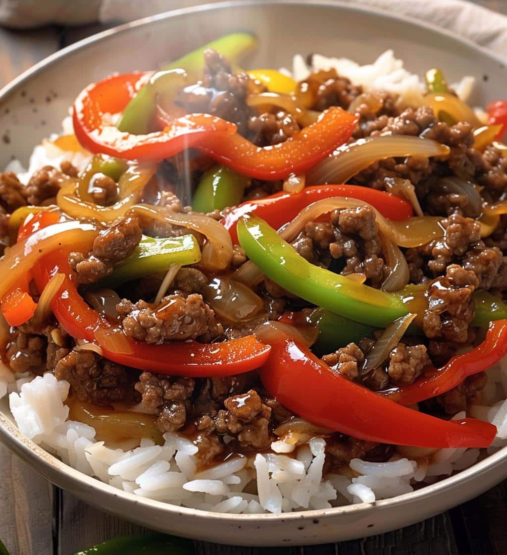 Beef and Pepper Rice Bowls