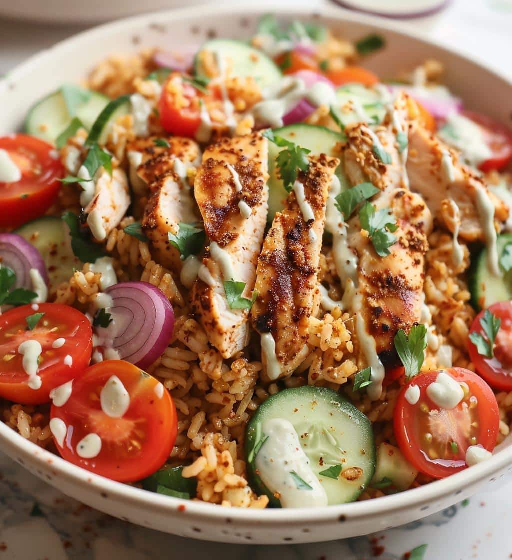 Chicken Shawarma Crispy Rice Salad