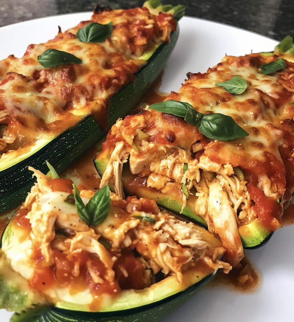 Chicken Stuffed Zucchini Boats