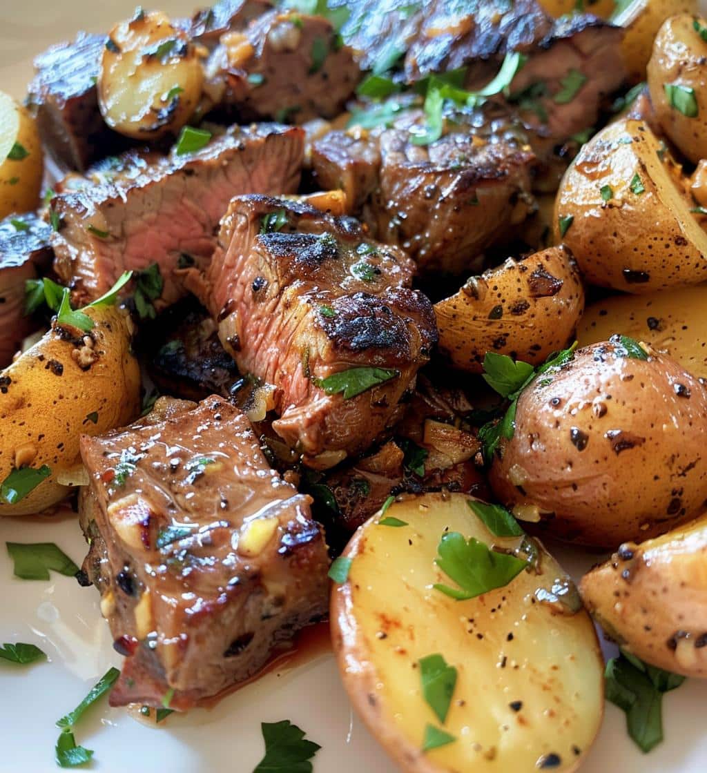 Garlic Steak Bites and Potatoes