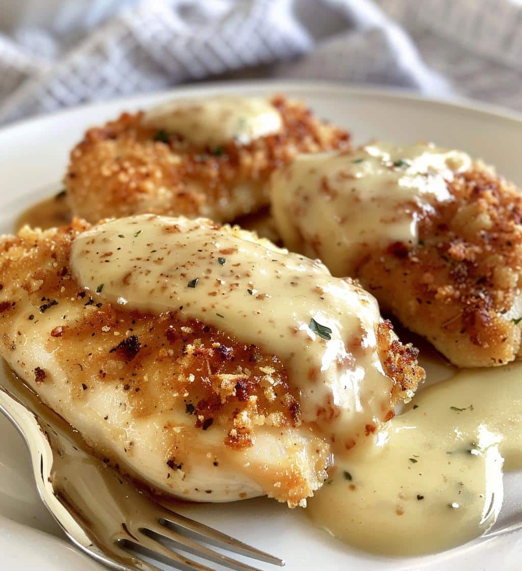 Parmesan Crusted Chicken with Garlic Sauce