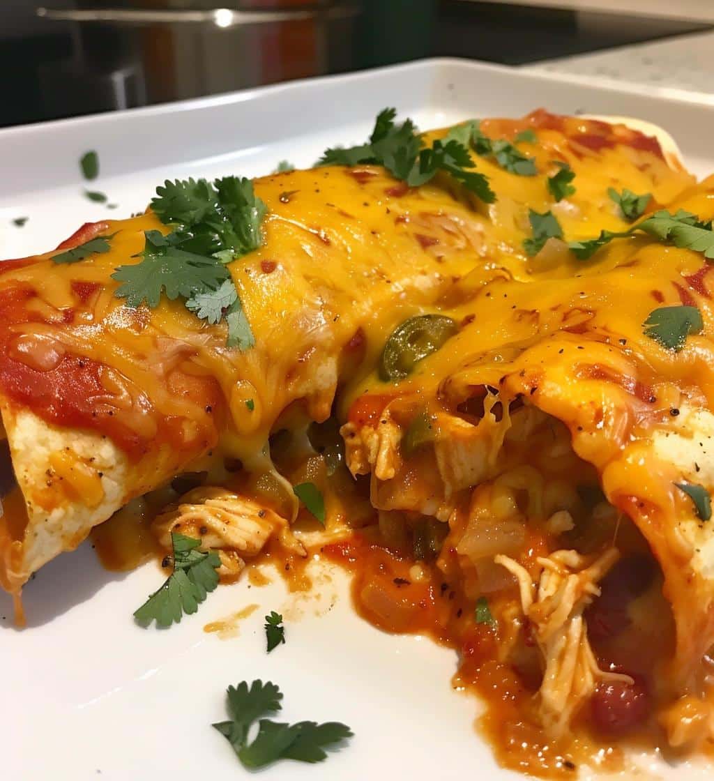 Queso Chicken Enchiladas Bake