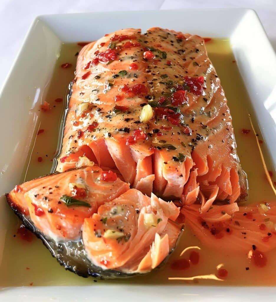 Salmon with Red Pepper Sauce