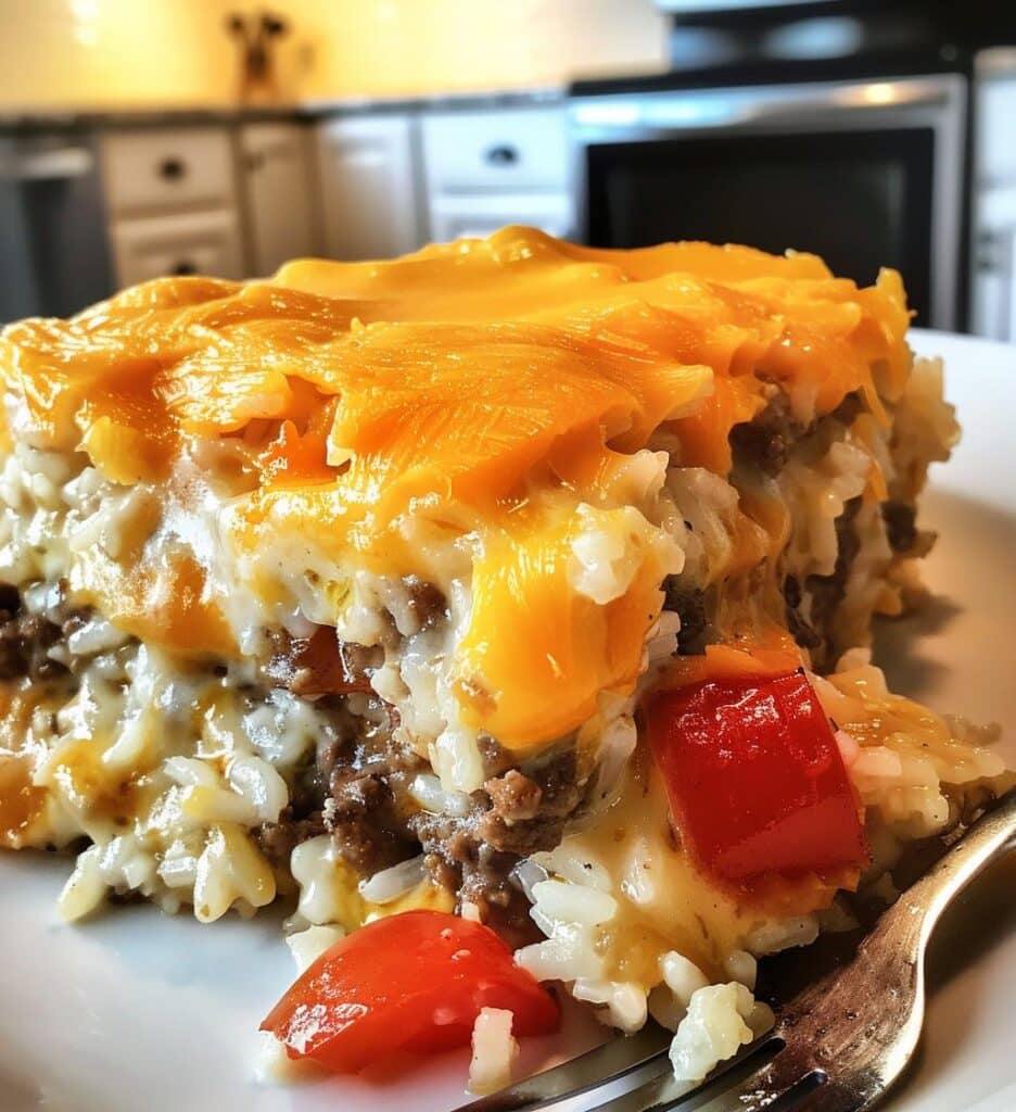 Cheesy Hamburger Rice Casserole