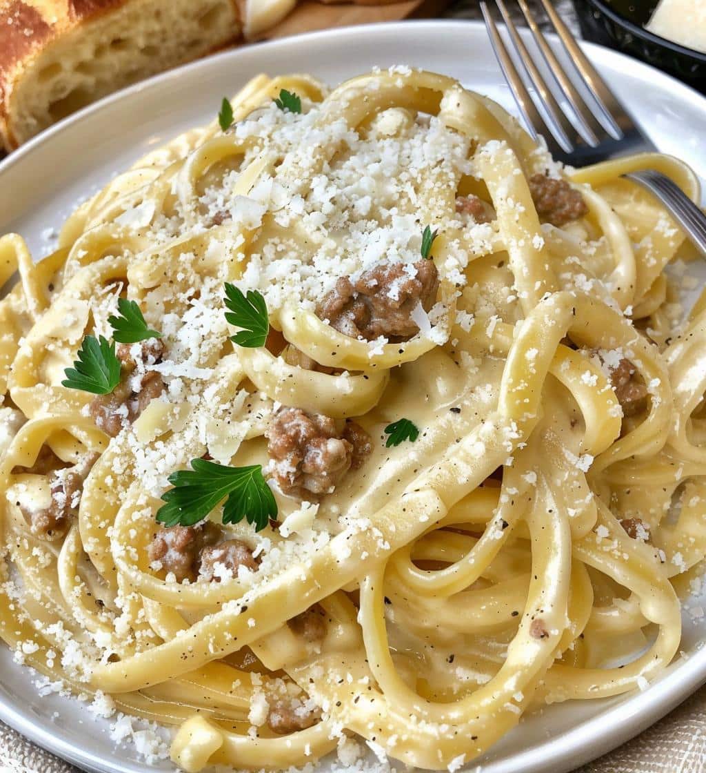 Creamy Garlic Beef Pasta