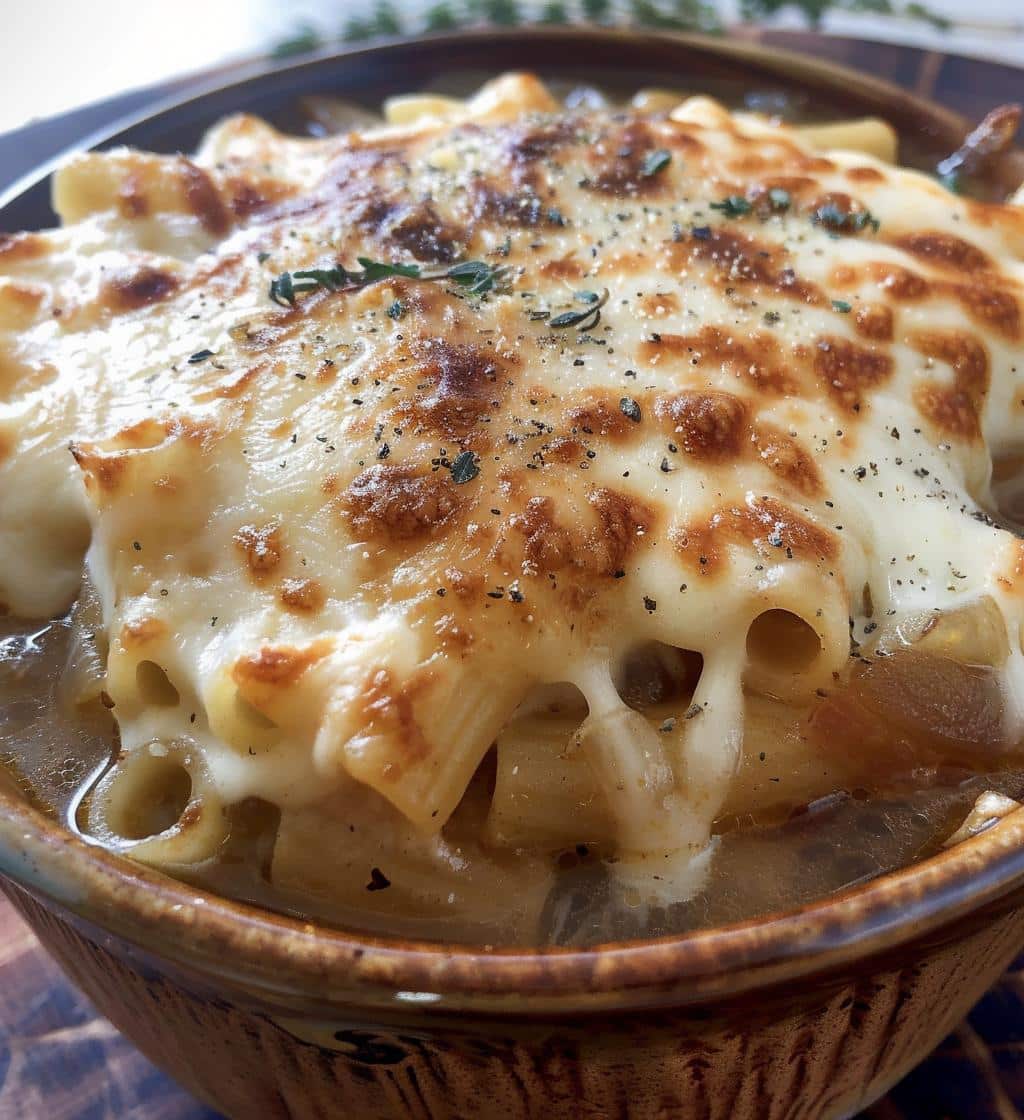 French Onion Pasta Soup